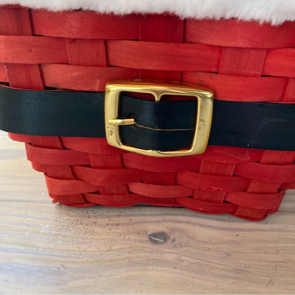 SANTA CLAUSE Holiday Basket with Fillers Orbs Big Red Checkered Bow 12 x 7 x 7